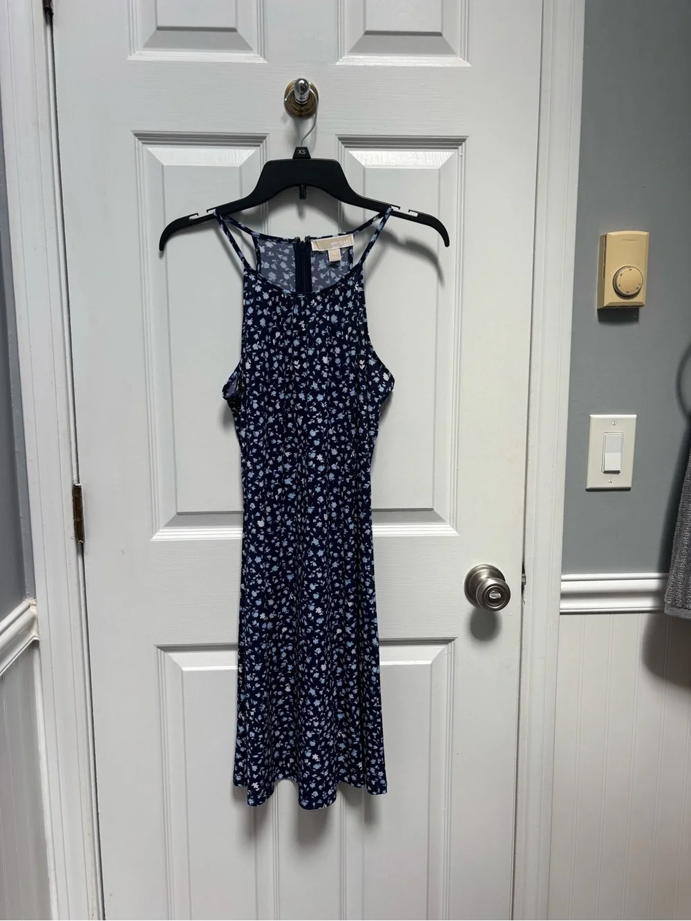 Michael Kors Navy & Light Blue Floral Midi Dress